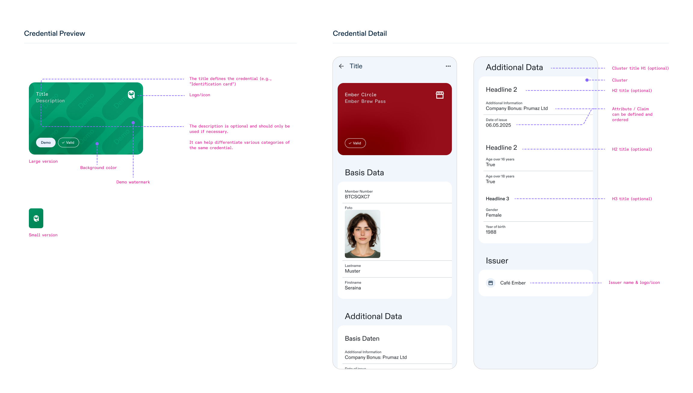 credential preview and detail